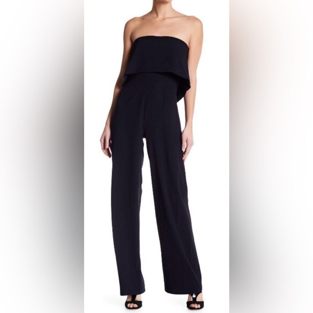 ML Monique Lhullier Elegant Black Strapless Jumpsuit, US4